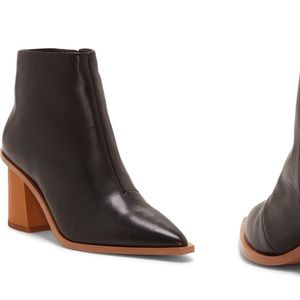 1. State Black Ankle Boots with Brown Heel
